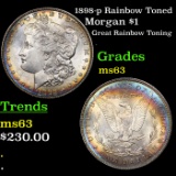 1898-p Rainbow Toned Morgan Dollar $1 Graded Select Unc