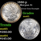 1886-p Morgan Dollar $1 Graded GEM Unc