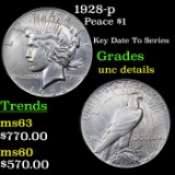 1928-p Peace Dollar $1 Graded Unc Details