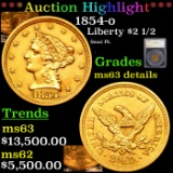 ***Auction Highlight*** 1854-o Gold Liberty Quarter Eagle $2 1/2 Graded ms63 details By SEGS (fc)