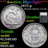 ***Auction Highlight*** 1872-p Seated Liberty Half Dime 1/2 10c Graded ms65+ By SEGS (fc)