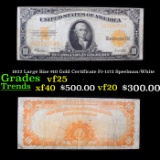 1922 Large Size $10 Gold Certificate Fr-1173 Speelman/White Grades vf+