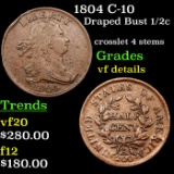 1804 C-10 Draped Bust Half Cent 1/2c Graded vf details