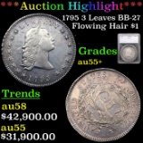 ***Auction Highlight*** 1795 3 Leaves BB-27 Flowing Hair Dollar $1 Graded au55+ By SEGS (fc)