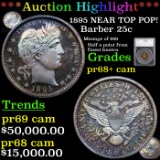 Proof ***Auction Highlight*** 1895 NEAR TOP POP! Barber Quarter 25c Graded pr68+ cam By SEGS (fc)