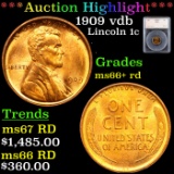 ***Auction Highlight*** 1909 vdb Lincoln Cent 1c Graded ms66+ rd By SEGS (fc)