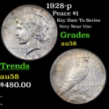 1928-p Peace Dollar $1 Graded Choice AU/BU Slider