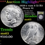 ***Auction Highlight*** 1928-s vam 6 I2 R5 Peace Dollar $1 Graded Select Unc By USCG (fc)