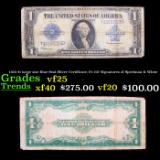 1923 $1 large size Blue Seal Silver Certificate, Fr-237 Signatures of Speelman & White Grades vf+