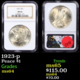 NGC 1923-p Peace Dollar $1 Graded ms64 By NGC