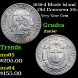 1936-d Rhode Island Old Commem Half Dollar 50c Graded Choice+ Unc