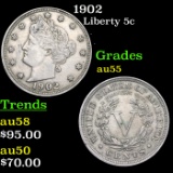 1902 Liberty Nickel 5c Graded Choice AU