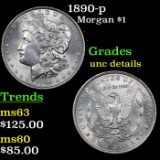 1890-p Morgan Dollar $1 Graded Unc Details