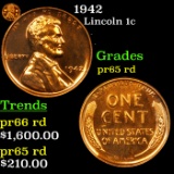 Proof 1942 Lincoln Cent 1c Graded Gem Proof Red