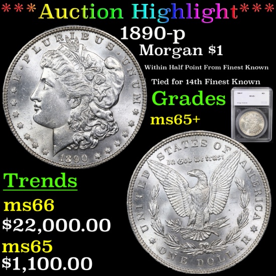 ***Auction Highlight*** 1890-p Morgan Dollar $1 Graded ms65+ By SEGS (fc)