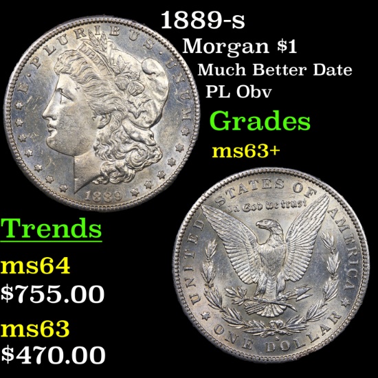 1889-s Morgan Dollar $1 Grades Select+ Unc