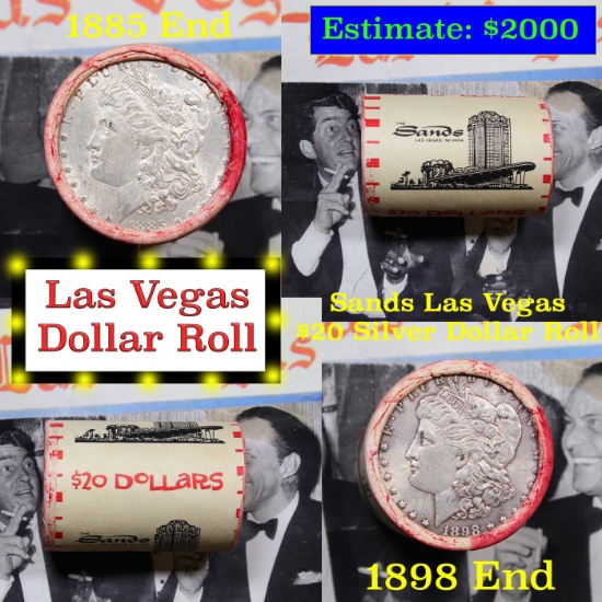 ***Auction Highlight*** Full Morgan/Peace Casino Las Vegas Sands silver $1 roll $20, 1885 & 1898 end