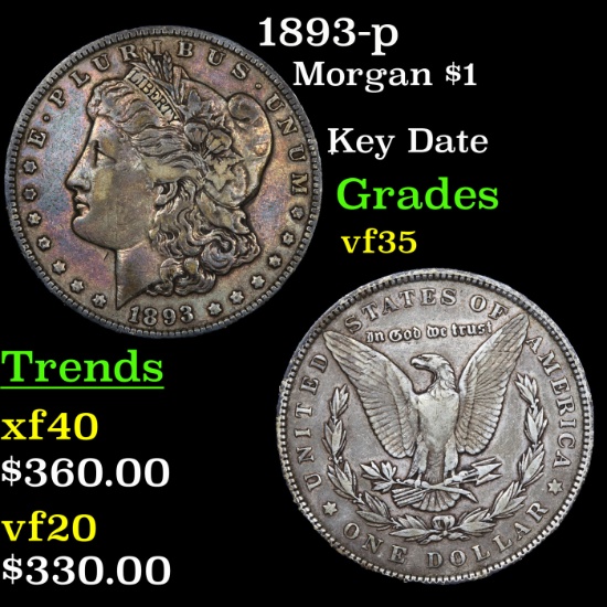 1893-p Morgan Dollar $1 Grades vf++