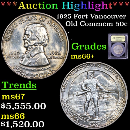 ***Auction Highlight*** 1925 Fort Vancouver Old Commem Half Dollar 50c Graded GEM++ Unc By USCG (fc)
