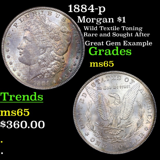 1884-p Morgan Dollar $1 Grades GEM Unc