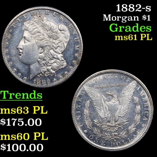 1882-s Morgan Dollar $1 Grades Unc+ PL