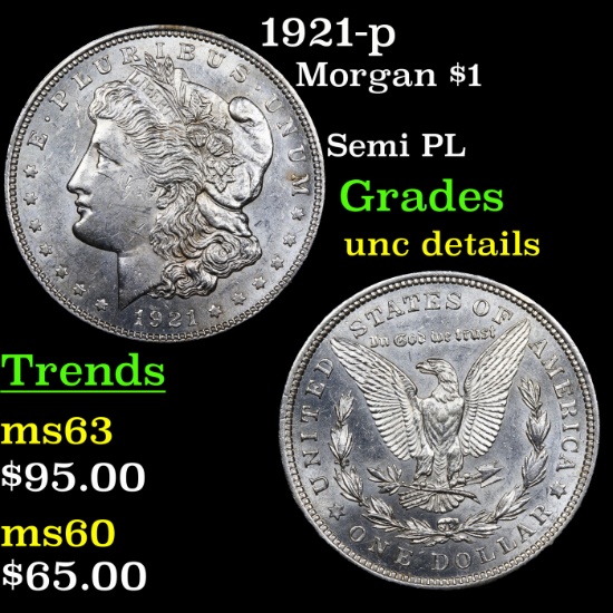 1921-p Morgan Dollar $1 Grades Unc Details