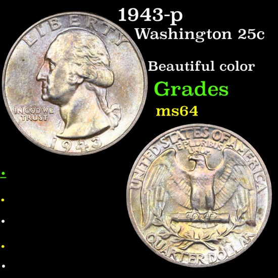 1943-p Washington Quarter 25c Grades Choice Unc