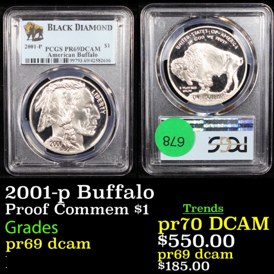 Proof PCGS 2001-p Buffalo Modern Commem Dollar $1 Graded pr69 dcam By PCGS