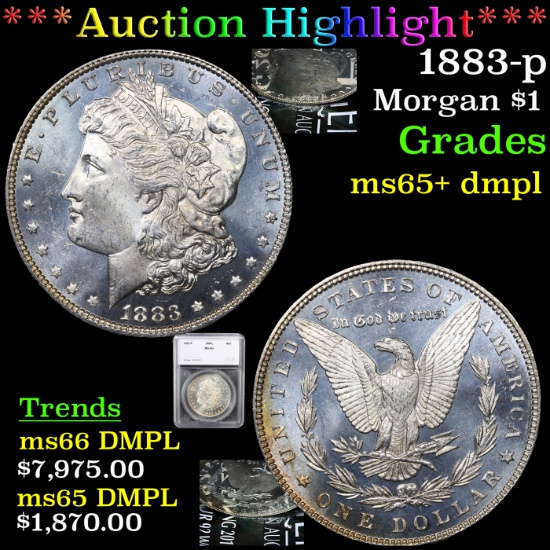 ***Auction Highlight*** 1883-p Morgan Dollar $1 Graded ms65+ dmpl By SEGS (fc)