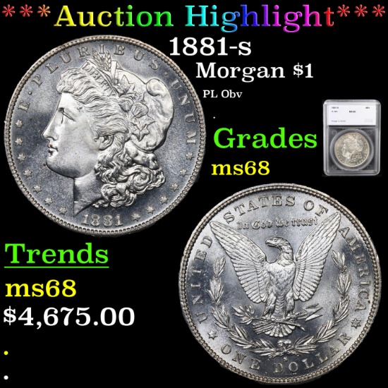 ***Auction Highlight*** 1881-s Morgan Dollar $1 Graded ms68 By SEGS (fc)