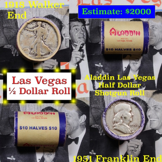 ***Auction Highlight*** Old Casino 50c Roll $10 Halves Las Vegas Casino Aladdin 1918 Walker & 1951 F
