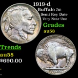 1919-d Buffalo Nickel 5c Grades Choice AU/BU Slider