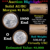 ***Auction Highlight***  AU/BU Slider Brinks Shotgun Morgan $1 Roll 1900 & O Ends Virtually UNC (fc)