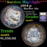 ***Auction Highlight*** 1894-p Barber Dime 10c Graded GEM Unc By USCG (fc)