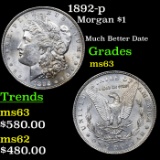 1892-p Morgan Dollar $1 Grades Select Unc