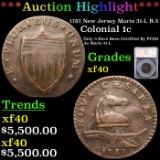 ***Auction Highlight*** 1787 New Jersey Maris 31-L R-3 Colonial Cent 1c Graded xf40 By SEGS (fc)