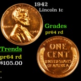 Proof 1942 Lincoln Cent 1c Grades Choice Proof Red