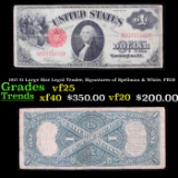 1917 $1 Large Size Legal Tender, Signatures of Spellman & White, FR39  Grades vf+