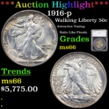 ***Auction Highlight*** 1916-p Walking Liberty Half Dollar 50c Graded ms66 By SEGS (fc)