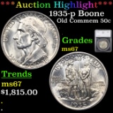 ***Auction Highlight*** 1935-p Boone Old Commem Half Dollar 50c Graded ms67 By SEGS (fc)