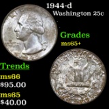 1944-d Washington Quarter 25c Grades GEM+ Unc