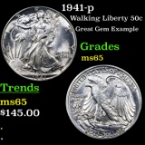 1941-p Walking Liberty Half Dollar 50c Grades GEM Unc
