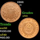 1866 Two Cent Piece 2c Grades xf+