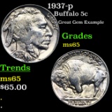 1937-p Buffalo Nickel 5c Grades GEM Unc