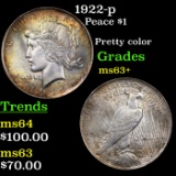 1922-p Peace Dollar $1 Grades Select+ Unc