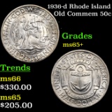 1936-d Rhode Island Old Commem Half Dollar 50c Grades GEM+ Unc