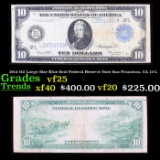 1914 $10 Large Size Blue Seal Federal Reserve Note San Francisco, CA 12-L Grades vf+