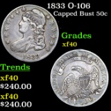 1833 O-106 Capped Bust Half Dollar 50c Grades xf