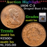 ***Auction Highlight*** 1806 C-3 Draped Bust Half Cent 1/2c Graded ms62 bn By SEGS (fc)