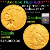 ***Auction Highlight*** 1911-p TOP POP! Gold Indian Quarter Eagle $2 1/2 Graded ms66 By SEGS (fc)